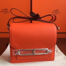 Hermes Mini Sac Roulis Bag In Orange Swift Leather Hermes Mini Sac Roulis Bag In Orange Swift Leather