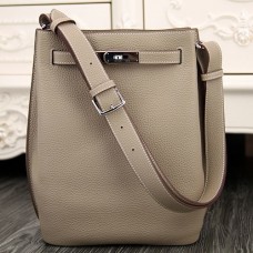 Hermes So Kelly 22cm Bag In Grey Leather Hermes So Kelly 22cm Bag In Grey Leather