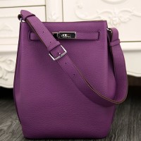 Hermes So Kelly 22cm Bag In Purple Leather Hermes So Kelly 22cm Bag In Purple Leather