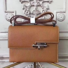 Hermes Brown Epsom Verrou Shoulder Handmade Bag