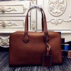 Hermes Victoria II 35cm Bag In Brown Leather