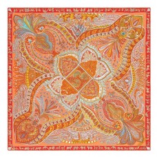 Hermes Saumon Le Jardin De La Maharani Silk Shawl