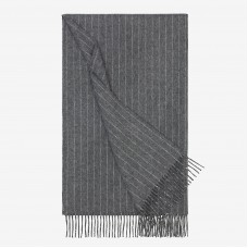 Hermes Grey Rayure Banquier Muffler Stole