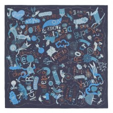 Hermes Navy Blue Les Confessions Shawl