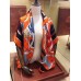 Hermes Orange Tatersale Cashmere Shawl 140