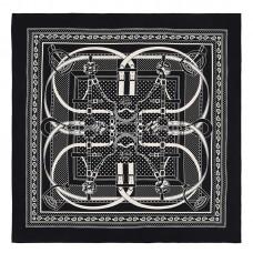 Hermes Black Grand Manege Bandana Shawl 140cm