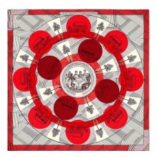 Hermes Red Jeu des Omnibus Remix Shawl 140