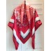 Hermes Red Ex-Libris Coloriage Silk Shawl