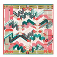 Hermes White Sangles en Zigzag Silk Scarf