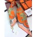 Hermes Orange Paperoles Silk Twill Scarf