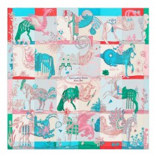 Hermes Aqua Della Cavalleria Favolosa Silk Twill Scarf Hermes Aqua Della Cavalleria Favolosa Silk Twill Scarf