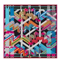 Hermes Black Sangles en Zigzag Silk Scarf Hermes Black Sangles en Zigzag Silk Scarf
