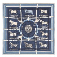 Hermes Blue H Imprimeur Fou Couvertures d'Ex-Libris Shawl 140cm Hermes Blue H Imprimeur Fou Couvertures d'Ex-Libris Shawl 140cm