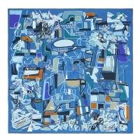 Hermes Blue Modernisme Tropical Scarf 140cm Hermes Blue Modernisme Tropical Scarf 140cm