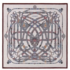 Hermes Grey Cavalcadour Morning Shawl 140cm Hermes Grey Cavalcadour Morning Shawl 140cm