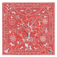 Hermes Red Peuple du Vent Bandana Shawl Hermes Red Peuple du Vent Bandana Shawl