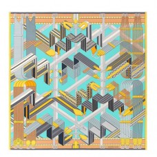 Hermes Turquoise Sangles en Zigzag Silk Scarf Hermes Turquoise Sangles en Zigzag Silk Scarf