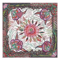 Hermes White Flowers of South Africa Silk Scarf Hermes White Flowers of South Africa Silk Scarf