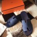 Hermes Izmir Sandals In Navy Blue Clemence Leather