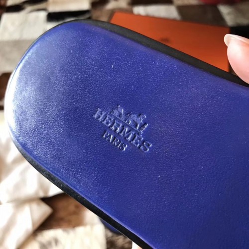 Hermes Izmir Sandals In Electric Blue Epsom Leather Replica