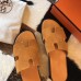 Hermes Izmir Sandals In Orange Suede Leather