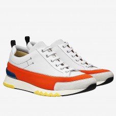 Hermes White/Orange Rapid Sneakers