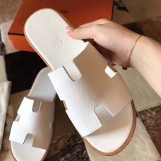 Hermes Izmir Sandals In White Epsom Leather Hermes Izmir Sandals In White Epsom Leather