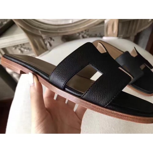 Hermes Oran Sandals Black Epsom Leather Size 37 - Wornright Authenticated  Shopping