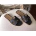 Hermes Oran Sandals In Black Epsom Leather