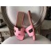 Hermes Oran Sandals In Pink Epsom Leather