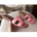 Hermes Oran Sandals In Pink Epsom Leather