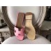 Hermes Oran Sandals In Pink Epsom Leather