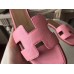 Hermes Oran Sandals In Pink Epsom Leather