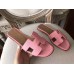 Hermes Oran Sandals In Pink Epsom Leather