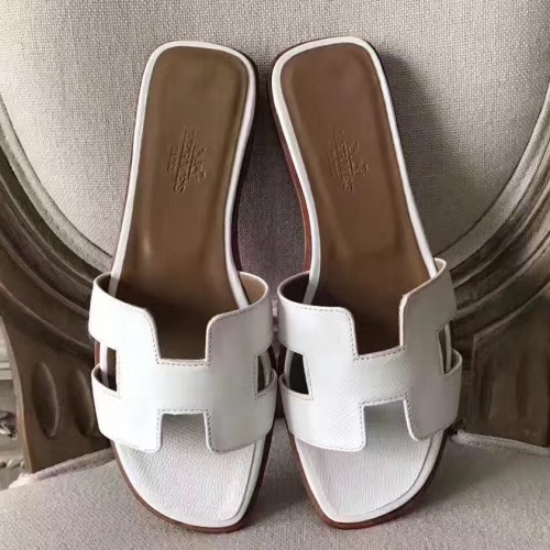 hermes white oran slippers