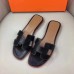 Hermes Oran Sandals In Black Swift Leather