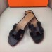 Hermes Oran Sandals In Black Swift Leather