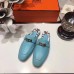 Hermes Oz Mule In Light Blue Calfskin Leather