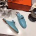 Hermes Oz Mule In Light Blue Calfskin Leather