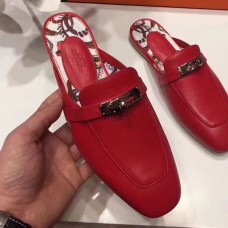 Hermes Oz Mule In Red Calfskin Leather