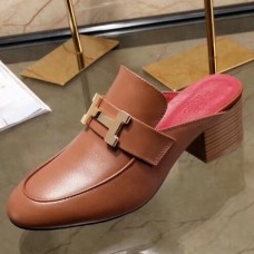 Hermes Paradis Mule In Camarel Calfskin Leather