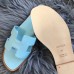 Hermes Oran Sandals In Blue Atoll Epsom Leather