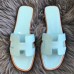 Hermes Oran Sandals In Blue Atoll Epsom Leather
