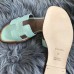 Hermes Oran Sandals In Aqua Lizard Leather