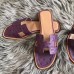 Hermes Oran Sandals In Purple Ostrich Leather