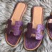Hermes Oran Sandals In Purple Ostrich Leather