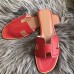 Hermes Oran Perforated Sandals In Red Epsom Leather