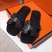 Hermes Oran Studs Sandals In Black Leather