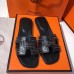 Hermes Oran Studs Sandals In Black Leather