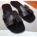 Hermes Oran Studs Sandals In Black Leather